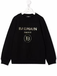 Balmain Kids толстовка с фактурным логотипом