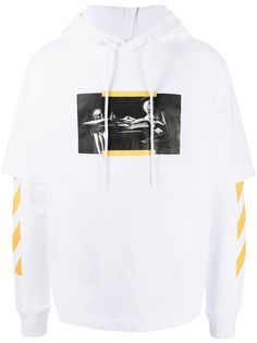 Off-White многослойное худи с графичным принтом