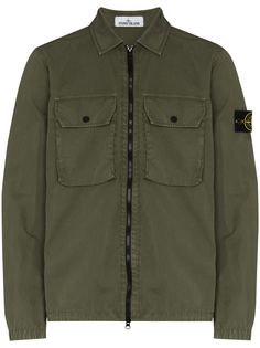 Stone Island куртка-рубашка с нашивкой-логотипом