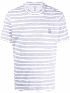 Brunello Cucinelli футболка в полоску с логотипом