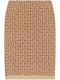 Balmain мини-юбка с завышенной талией и монограммой