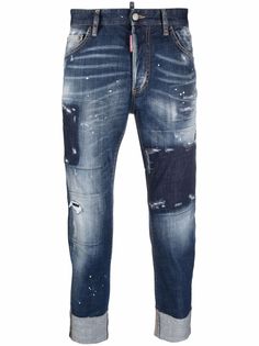 Dsquared2 прямые джинсы в технике пэчворк