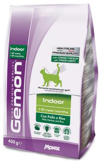 Сухой корм Gemon Cat Indoor для домашних кошек, с курицей и рисом, 400гр