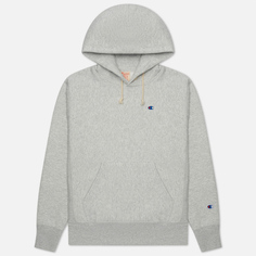 Мужская толстовка Champion Reverse Weave C Logo Hoodie Custom Fit, цвет серыйS