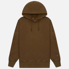 Мужская толстовка Champion Reverse Weave Garment Dyed & Acid Wash Hoodie, цвет оливковый