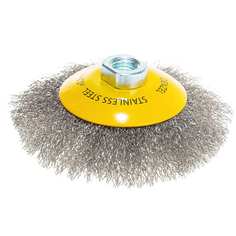 Щетка тарелка (125 мм; м14; витая нержавеющая проволока 0.3 мм) для ушм denzel 746163