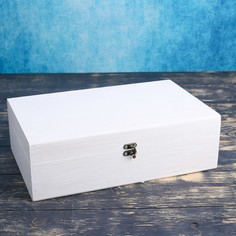 Подарочный ящик 34×21.5×10.5 см деревянный 3 отдела, с закрывающейся крышкой, белая кисть Дарим Красиво