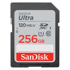 Карта памяти SDXC UHS-I U1 Sandisk Ultra 256 ГБ, 120 МБ/с, Class 10, SDSDUN4-256G-GN6IN, 1 шт.