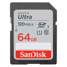 Карта памяти SDXC UHS-I U1 Sandisk Ultra 64 ГБ, 120 МБ/с, Class 10, SDSDUN4-064G-GN6IN, 1 шт.