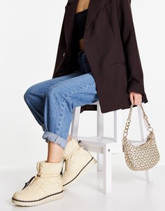 Кремовые дутые зимние ботинки River Island-Белый