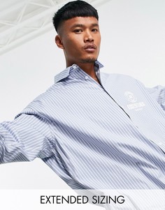Рубашка в полоску в стиле extreme oversized с принтом на груди ASOS DESIGN-Голубой