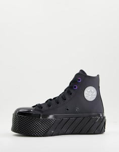 Черные кожаные кроссовки на двойной платформе Converse Chuck Taylor-Черный цвет