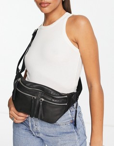 Черная кожаная сумка-кошелек на пояс Topshop-Черный цвет