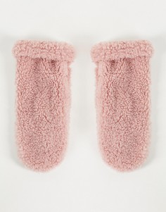 Розовые варежки из искусственного меха Miss Selfridge-Розовый цвет