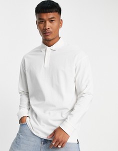 Светлая футболка-поло в стиле oversized Jack & Jones Originals-Белый