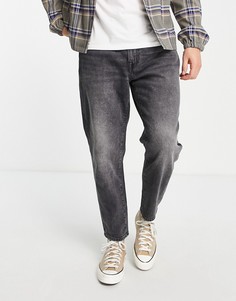 Темно-серые выбеленные джинсы из органического хлопка свободного кроя укороченной длины Selected Homme-Серый