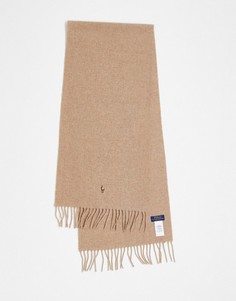 Светло-коричневый шерстяной шарф с логотипом "игрок в поло" Polo Ralph Lauren-Светло-бежевый цвет