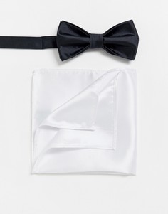 Однотонные галстук-бабочка и платок для нагрудного кармана Devils Advocate Wedding-Черный цвет