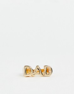 Золотистое кольцо с надписью "Dad" ASOS DESIGN-Золотистый