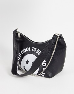 Черная свободная сумка на плечо с цепочкой и надписью "Сool to be kind" Skinnydip-Черный цвет