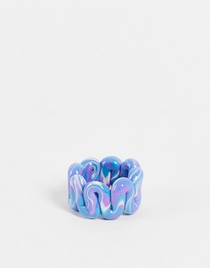 Массивное пластиковое кольцо оригинальной формы с мраморным эффектом сиреневого и голубого цветов ASOS DESIGN-Разноцветный
