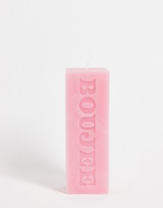Блочная свеча с надписью "Boujee" Typo-Розовый цвет