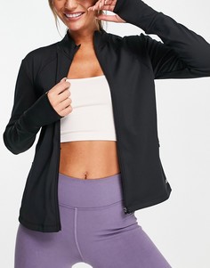 Спортивная куртка на сквозной молнии с отверстиями для больших пальцев на рукавах ASOS 4505-Черный цвет