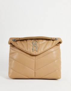 Светло-коричневая стеганая сумка на плечо с ремешком-цепочкой Steve Madden Bbrita-Светло-бежевый цвет
