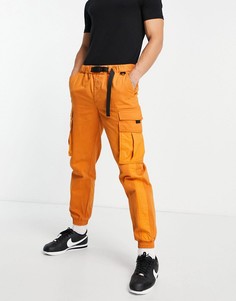 Оранжевые зауженные брюки карго с ремнем и боковой вставкой Topman-Оранжевый цвет