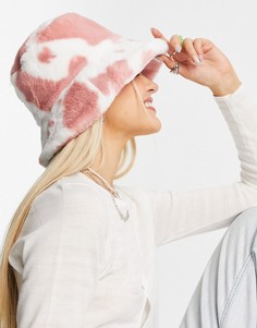 Панама с отворачивающимися полями и розовым коровьим принтом ASOS DESIGN-Разноцветный