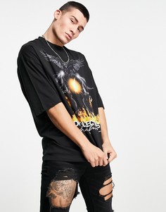 Oversized-футболка черного цвета с рисунком спереди ASOS Dark Future-Черный цвет