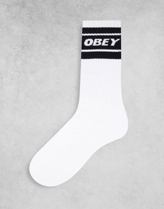 Белые носки с черными вставками Obey-Белый