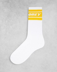 Белые носки с желтой полоской Obey Cooper II-Белый