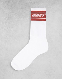 Белые носки с красной полоской Obey Cooper II-Белый