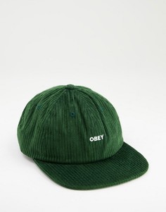 Зеленая кепка из вельвета с 6 панелями и логотипом Obey-Зеленый цвет