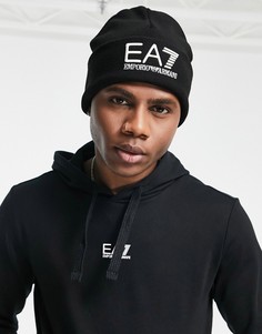 Черная шапка-бини с логотипом Armani EA7 Train Visibility EA7-Черный цвет