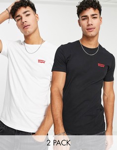 Набор из 2 футболок черного/белого цвета с маленьким логотипом Levis-Черный цвет