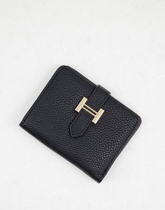 Черный небольшой бумажник с металлической застежкой French Connection-Черный цвет
