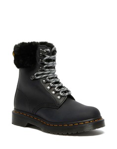 Черные высокие ботинки на плоской подошве со шнуровкой и манжетами Dr Martens 1460 Serena-Черный цвет