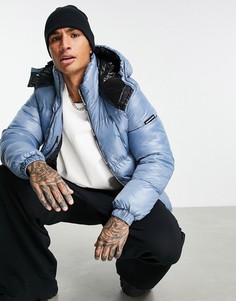 Синий пуховик с фирменной тесьмой на молнии Good For Nothing-Голубой