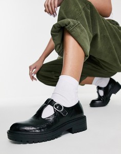 Черные туфли с T-образным ремешком Topshop Leonard-Черный цвет