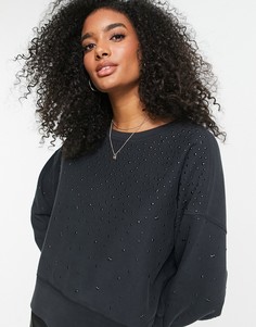 Oversized-свитшот черного винтажного цвета с заклепками AllSaints-Черный цвет