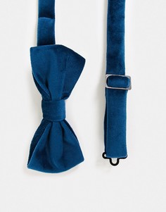 Бархатный галстук-бабочка сине-зеленого цвета Devils Advocate-Голубой