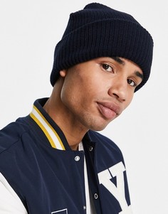 Темно-синяя шапка-бини крупной вязки New Look-Темно-синий