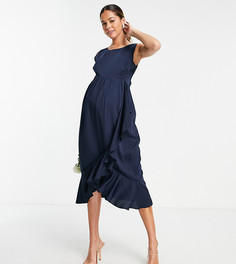 Темно-синее платье с запахом и оборками Maya Maternity Bridesmaid-Темно-синий