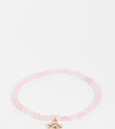Розовый эластичный браслет с полудрагоценными камнями и подвеской в виде цветка ASOS DESIGN Curve-Разноцветный
