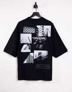 Черная oversized-футболка с поляроидным принтом на спине ASOS Unrvlld Spply-Черный цвет