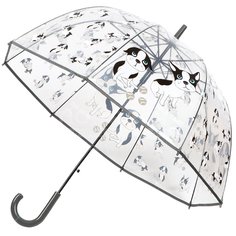 Зонт-трость полуавтомат Собачки PU0634, женский, прозрачный, 60 см