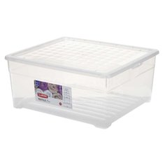 Ящик хозяйственный для хранения, 45 л, с крышкой, прозрачный, Curver, Textile Shallow, 196065