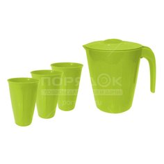 Набор для сока пластик, 4 предмета, кувшин 1900 мл, стакан 350 мл 3 шт, Giaretti, Оливковая Роща, GR1828ОЛ